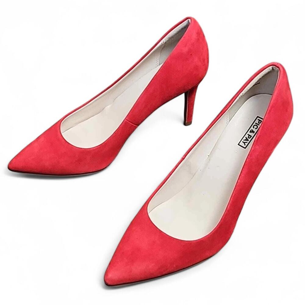 New Red Suede Look Pointed Toe Heels Sz 5.5
